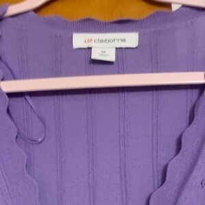 Liz Claiborne Lavender Ribbed Button-Up Cardigan